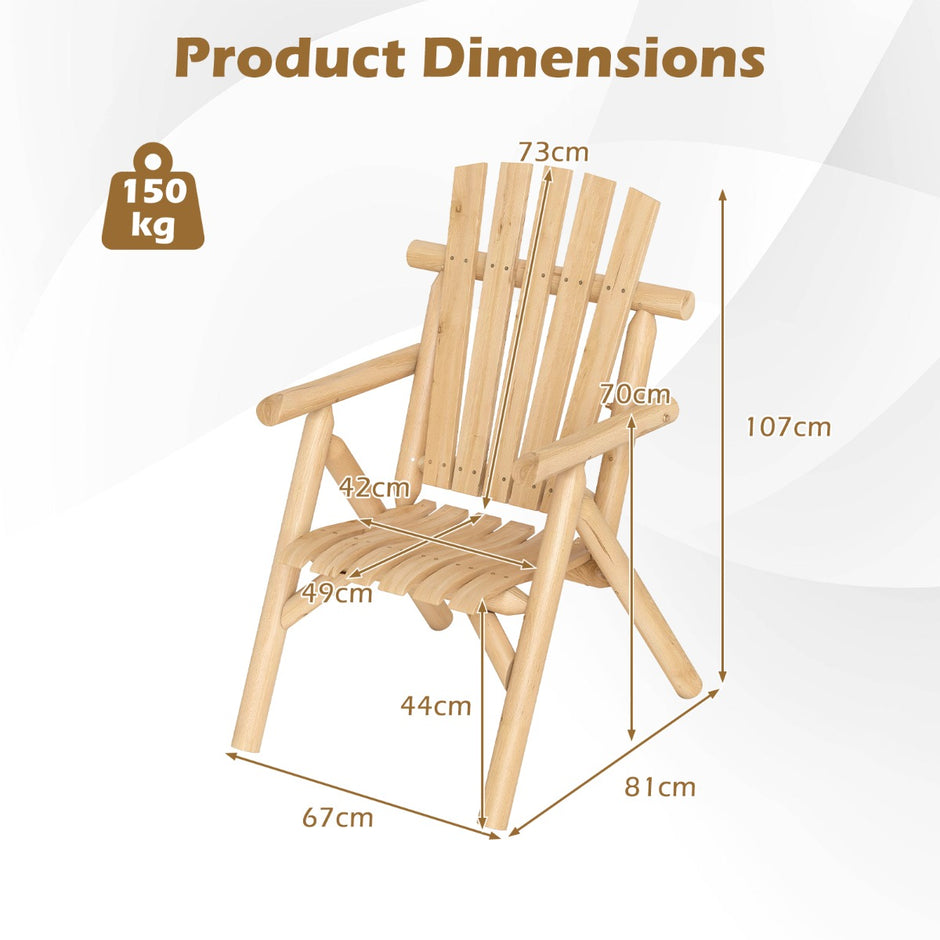 Väderbeständig – trädgårdsfåtölj i trä med lutande rygg och armstöd, trädgårdsstol – Natur
