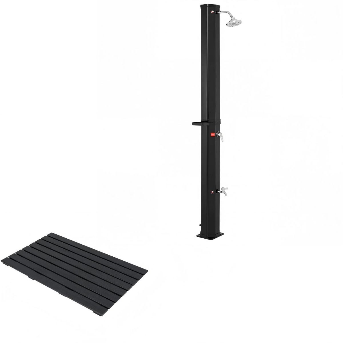 Golvelement – för soldusche + 60L inklusive skyddshölje set – 100 x 60 x 2,5 cm – Svart