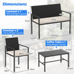 delat – trädgårdsmöbel set Utomhus rottingstolar och kärlekssoffa med härdat glassoffbord – 4 – Beige