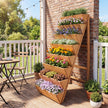 Vertikalt – odlingsbord med nivåer av granträ, blomsterbädd planteringslådor, blomstertrappa – 8 – Orange