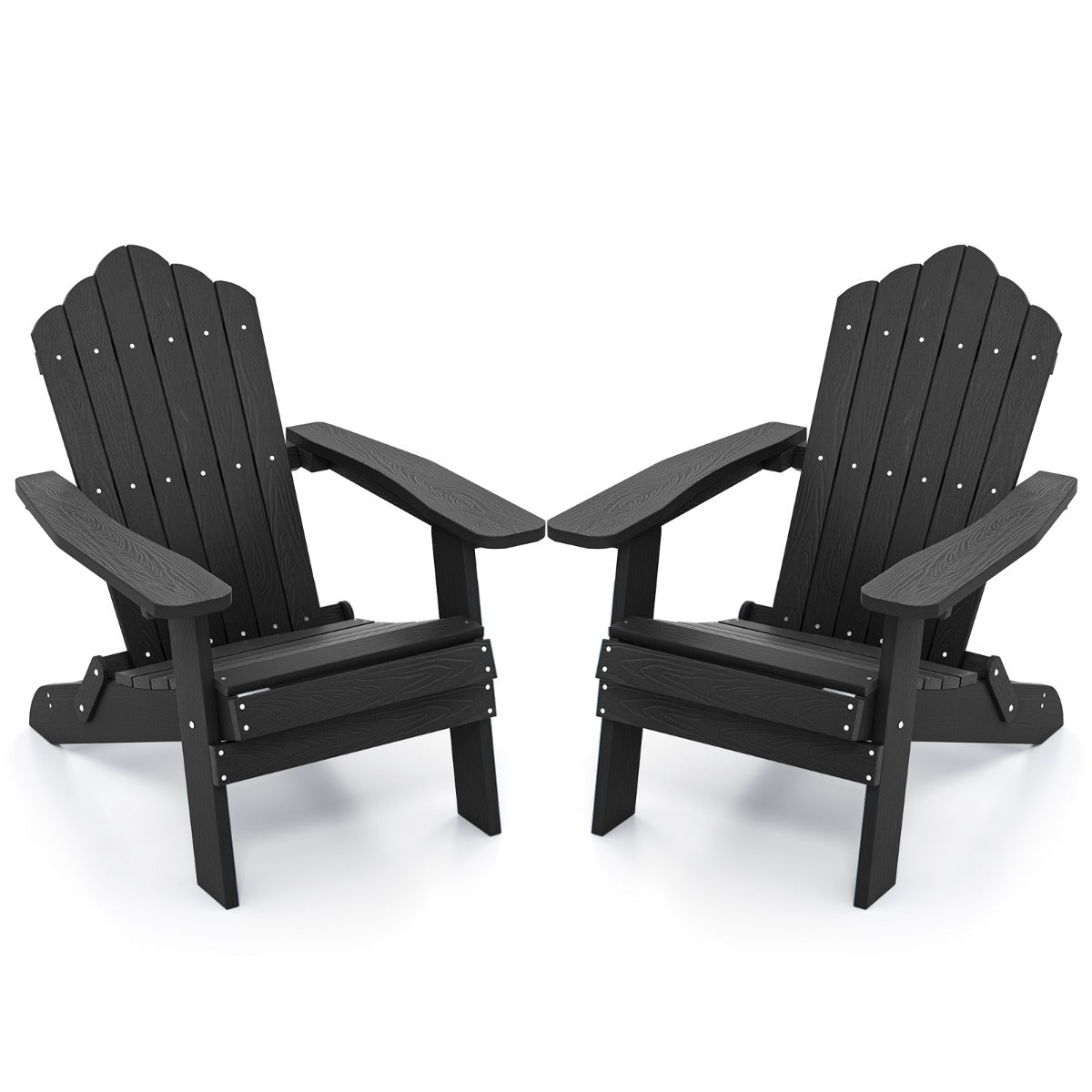 set – Hopfällbar Adirondack stol, väderbeständig – 2 – Svart