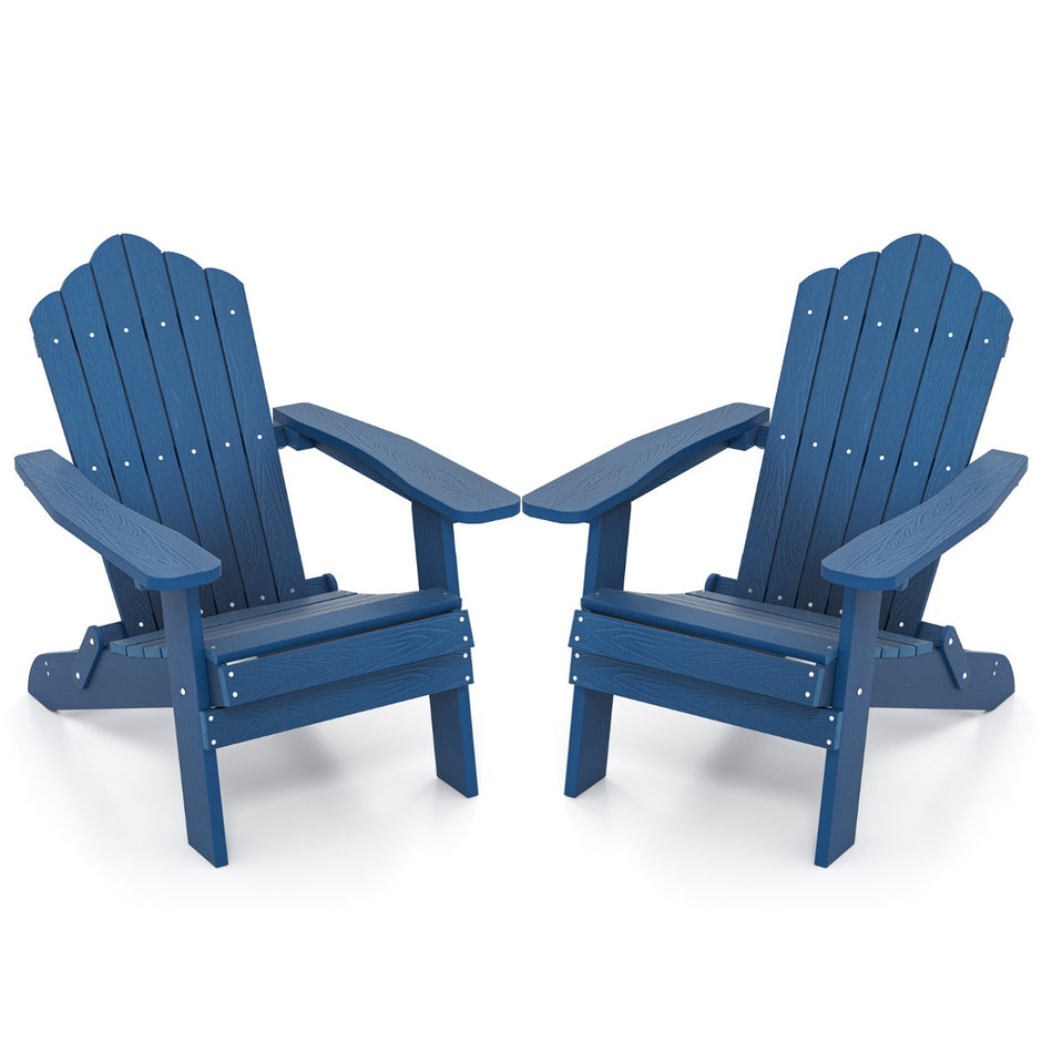 set – Hopfällbar Adirondack stol, väderbeständig – 2 – Marinblå