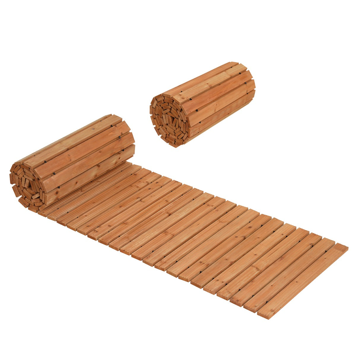 Rullbar – träväg för utomhus med halkskyddad yta, utrullningsbar naturfärg – 367 x 55 cm – Natur