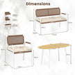 delat – trädgardsmöbelset PE rotting tvåsitssoffa och fåtöljer med mjuka sittdynor bord säkerhetsglas – 4 2 – Beige