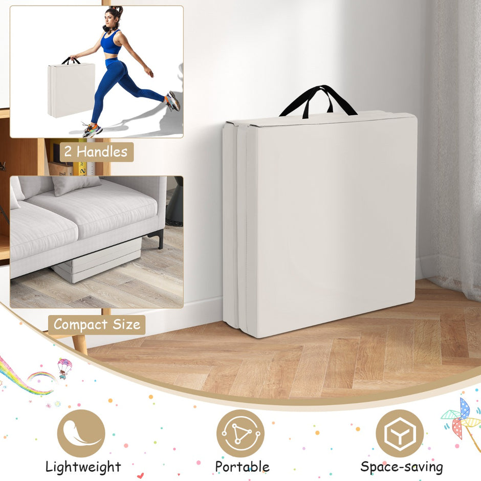 Vikbar – mjukgolvmatta med handtag, haltfri gymnastikmatta cm, gråbeige. – 2 180 x 60 x 5 – Grå