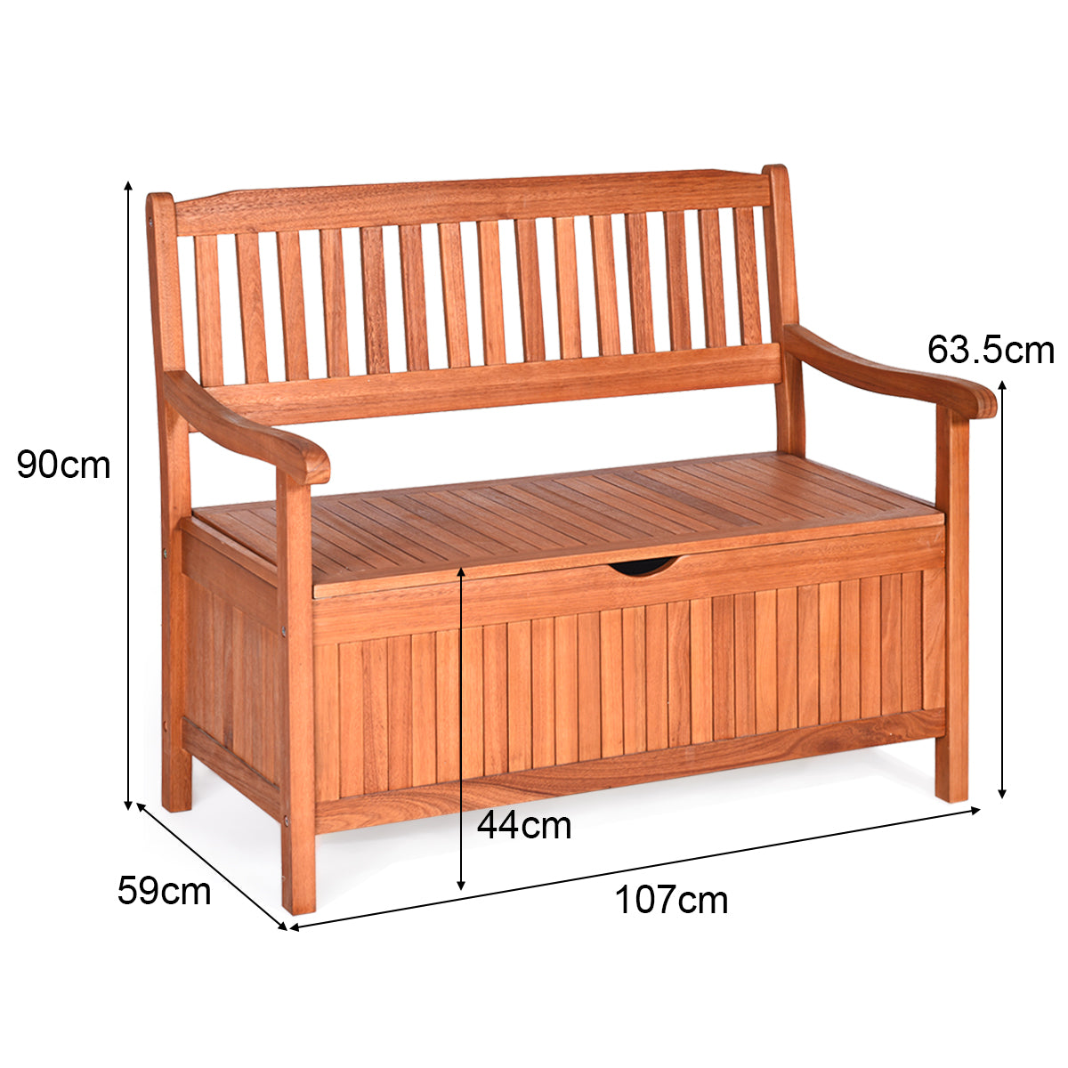 Trä – utomhusparksbänk Trädgårdsbänk Sittbänk med förvaringsutrymme Naturlig – 107 x 59 x 90 cm – Natur