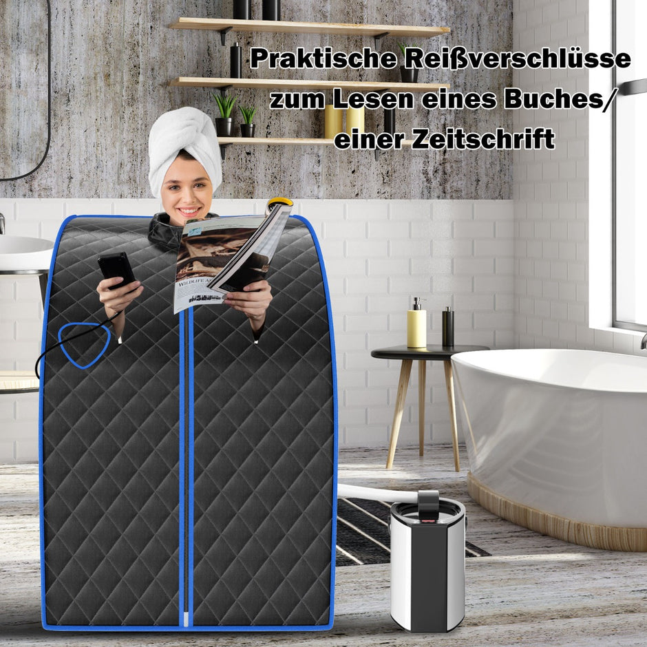 3L – 1000W Mini Ångbastu med Atomiseringsfunktion Hemmabastu – 78 x 87 x 101 cm – Svart