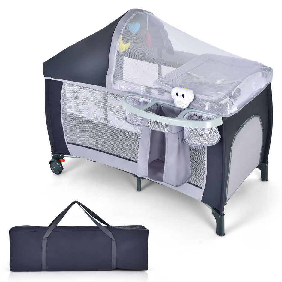 i – hopfällbar resesäng och babyvagga – 4 1 123 x 63 x 76 cm – Grå