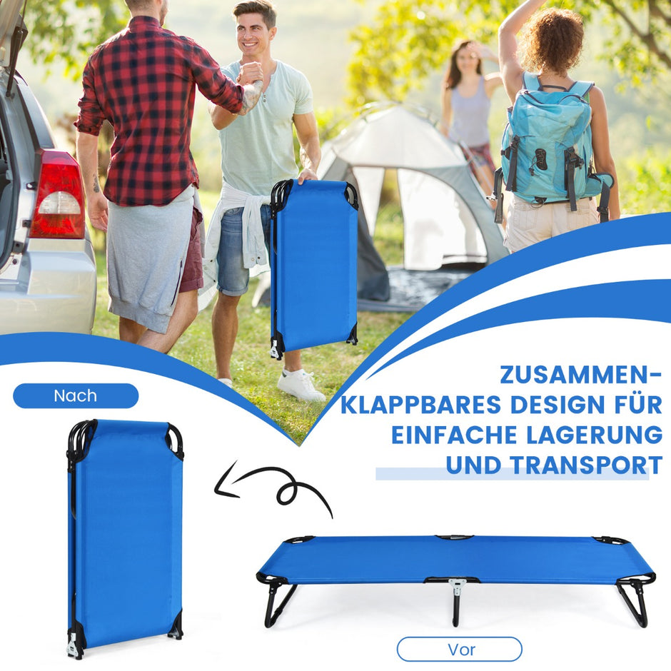 Bärbar – hopfällbar campingsäng Lång Tyg Sovsäng – 190 cm – Blå