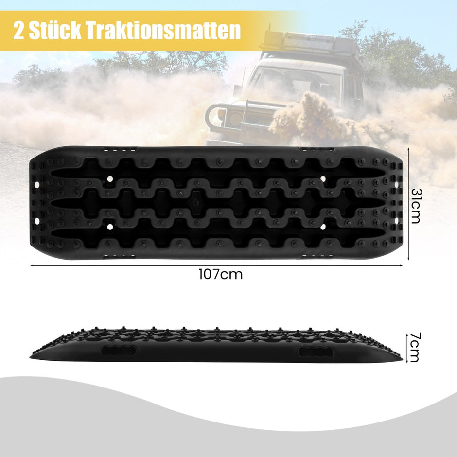 Sandplattor – Offroad delar Starthjälp Däckstege för sand/lera/snö – 2 107 x 31 x 7 cm – Svart