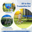 i – rektangulär trampolin med stege och basketkorg fotbollsmål barn – 3 1 – Blå