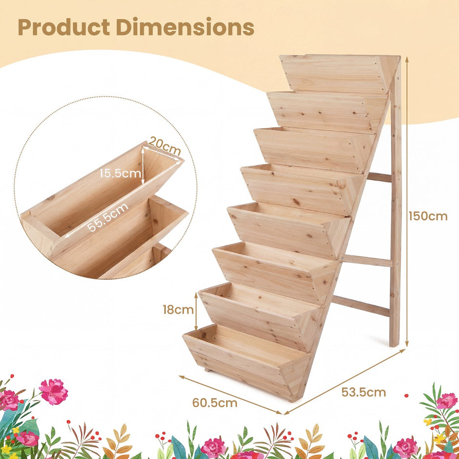 Vertikalt – odlingsbord med nivåer av granträ, blomsterbädd planteringslådor, blomstertrappa – 8 – Natur