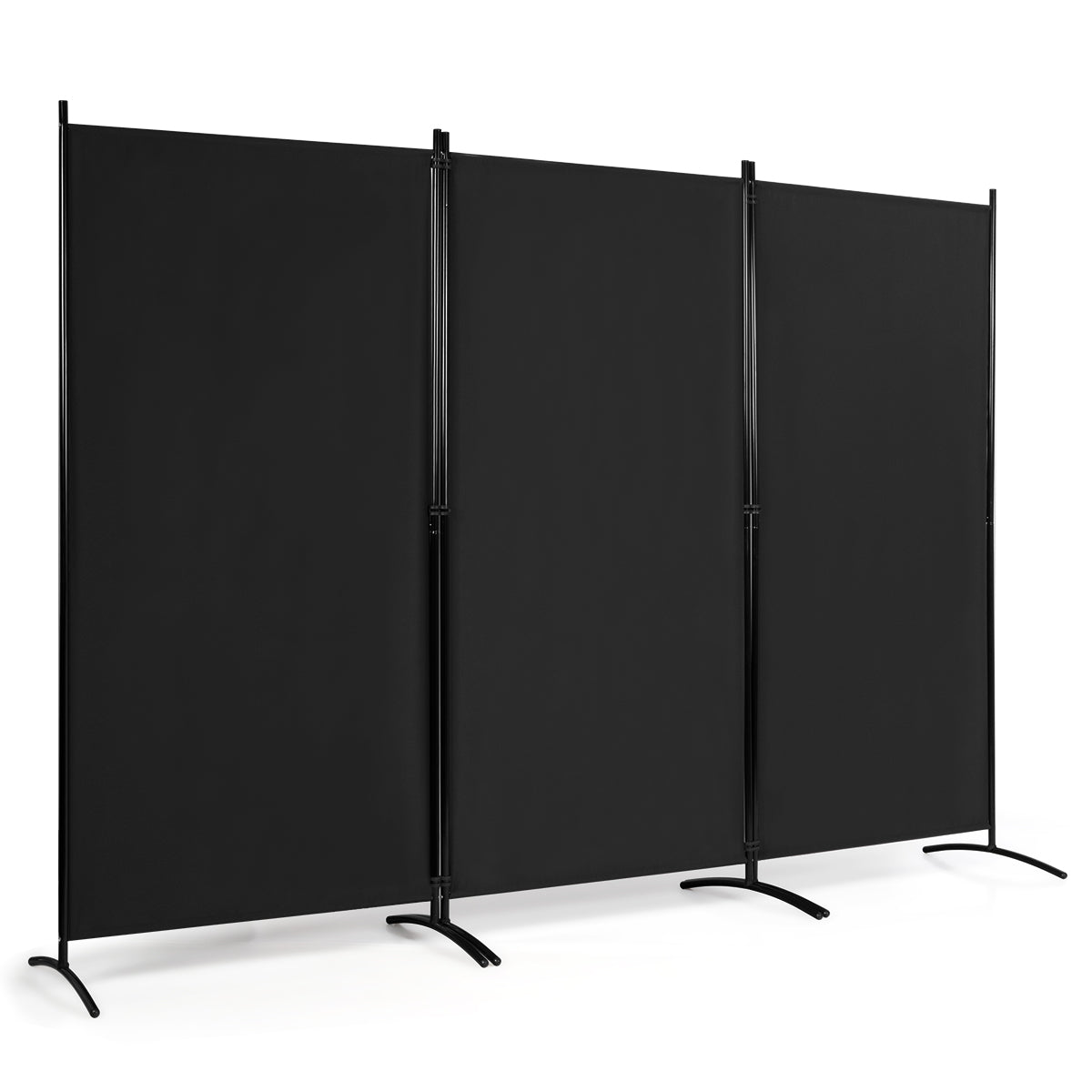 panels – rumsavdelare med justerbara glasunderlägg och robusta gångjärn stålbas – 3 – Svart