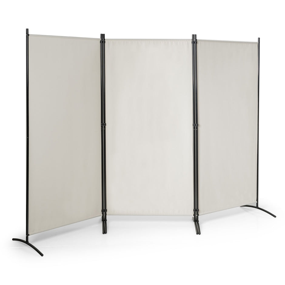 panels – rumsavdelare med justerbara glasunderlägg och robusta gångjärn stålbas – 3 – Beige