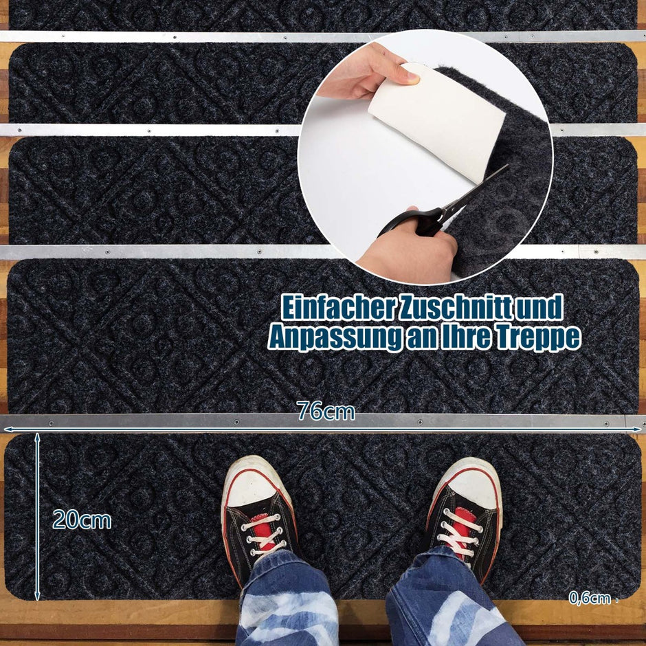 trappmattor – Halkfria för trätrappa – 15 76 cm x 20 cm – Grå
