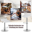 Set – med höjdjusterbara barstolar ryggstöd och fotstöd 360° vridstol – 2 – Vit