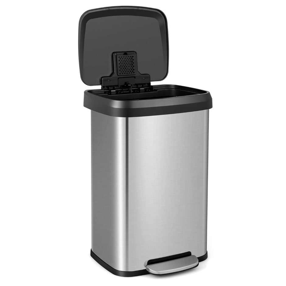 50L – kökssoptunna med mjukstängande lock och deodoriseringsfack – Silver
