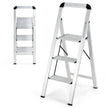 Trappstege – med Fällbar stegpall av aluminium halkfria – 3 62 x 44 x 109 cm – Silver