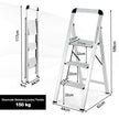 Trappstege – med Fällbar stegpall av aluminium halkfria – 3 62 x 44 x 109 cm – Silver