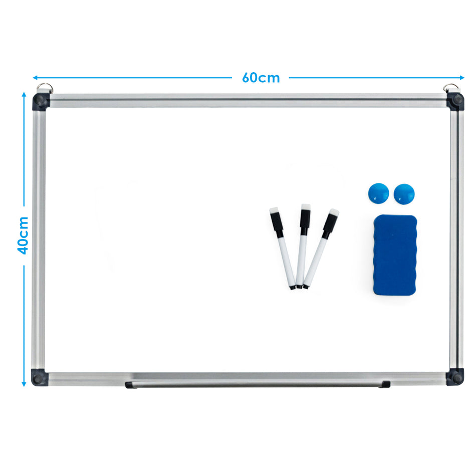 Whiteboard – Magnettavla Skrivtavla Väggtavla Memoboard med aluminiumram – 60 x 40 cm – Vit