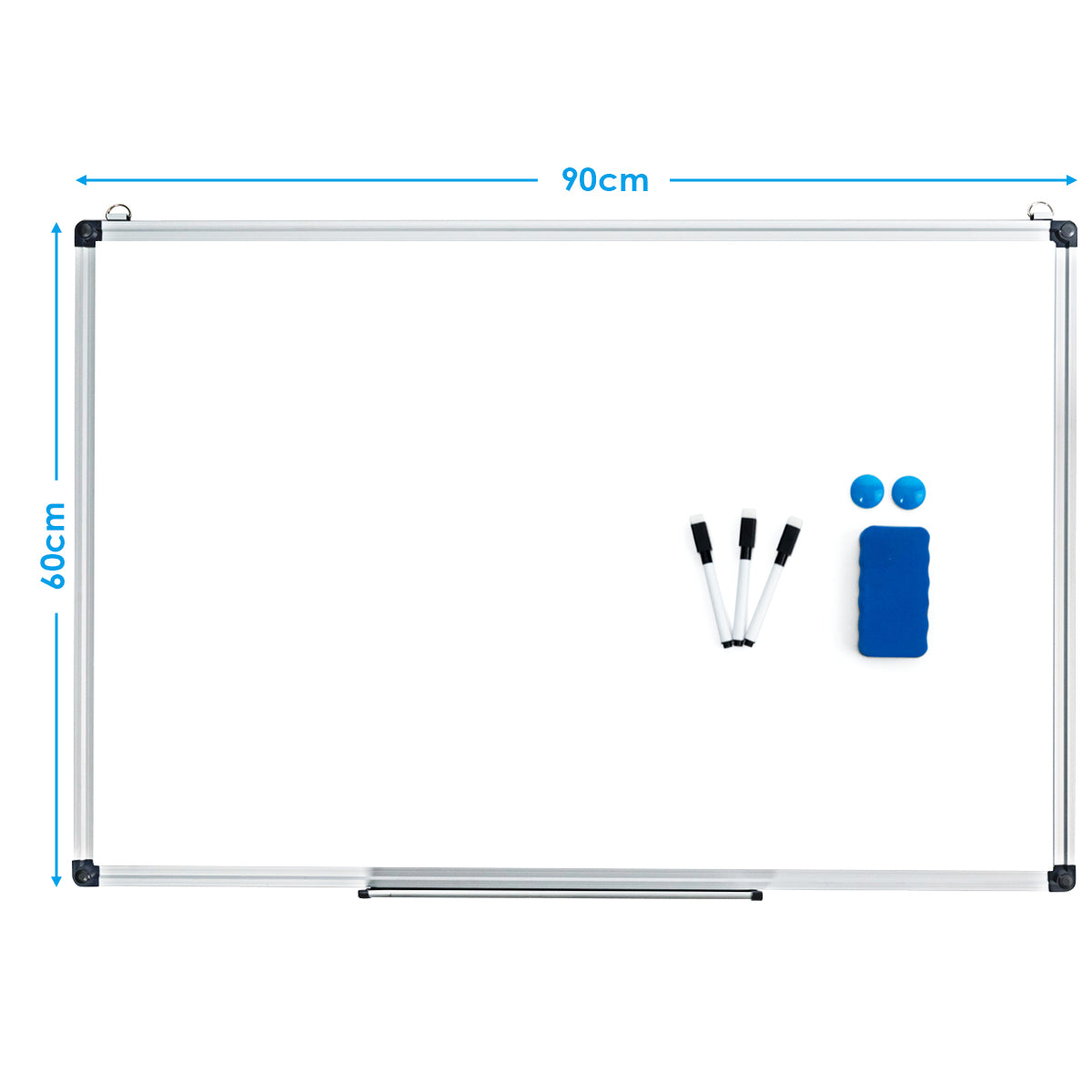Whiteboard – Magnettavla Skrivtavla Väggtavla Memoboard med aluminiumram – 90 x 60 cm – Vit