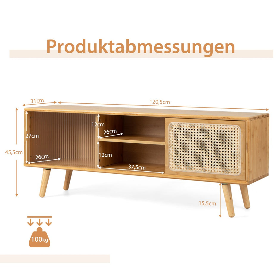 TV skåp – Modernt ställ för apparater upp till tum Naturligt – 55 120,5 x 31 x 45,5 cm – Natur