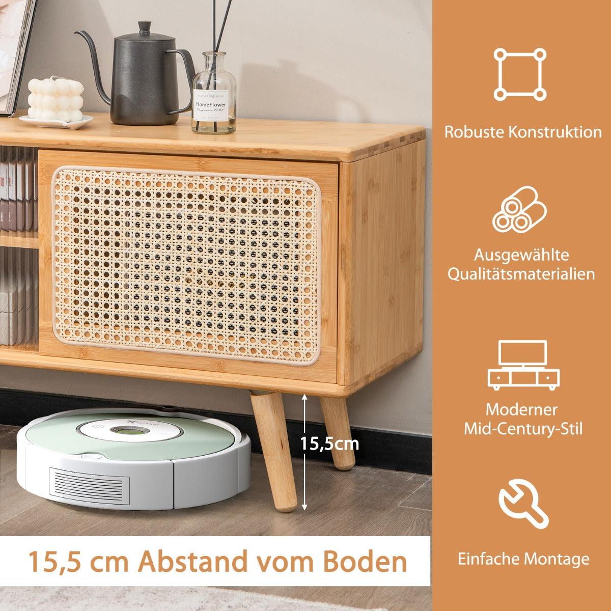 TV skåp – Modernt ställ för apparater upp till tum Naturligt – 55 120,5 x 31 x 45,5 cm – Natur