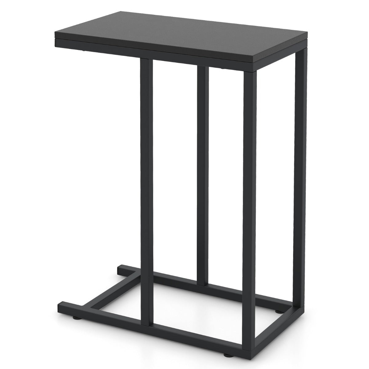 Sidobord – C format soffbord med metallram för vardagsrum – 45,5 x 25,5 x 64 cm – Svart
