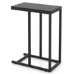 Sidobord – C format soffbord med metallram för vardagsrum – 45,5 x 25,5 x 64 cm – Svart