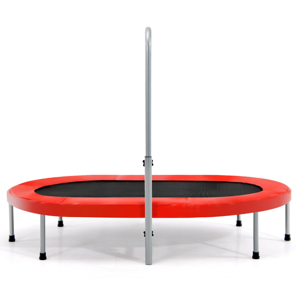 Dubbel – studsmatta hopfällbar med justerbar ledstång – 154 x 90 x 92-132 cm – Röd