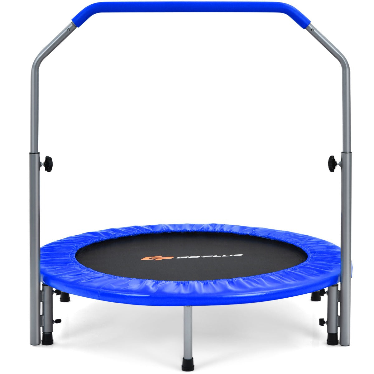 Hopfällbar – ministudsmatta fitnessstudsmatta med höjdjusterbart handtag + – Ø 101 cm – Blå