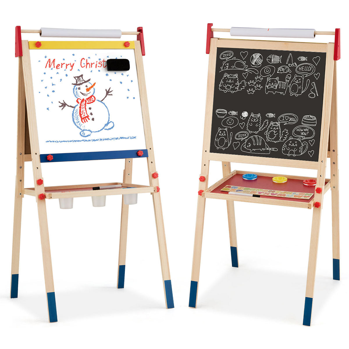 i – rittavla för barn Dubbelsidig ståbräda med whiteboard Natural – 3 1 – Natur
