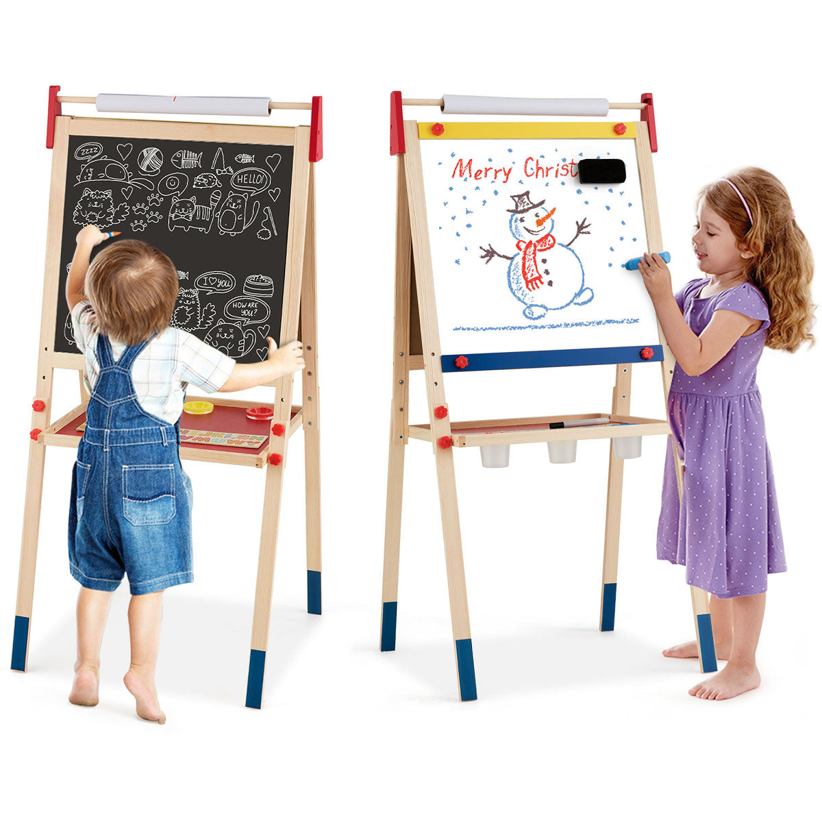 i – rittavla för barn Dubbelsidig ståbräda med whiteboard Natural – 3 1 – Natur