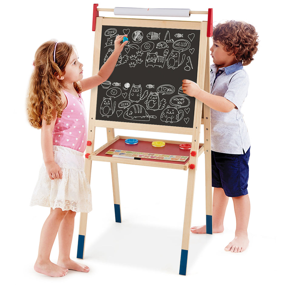 i – rittavla för barn Dubbelsidig ståbräda med whiteboard Natural – 3 1 – Natur
