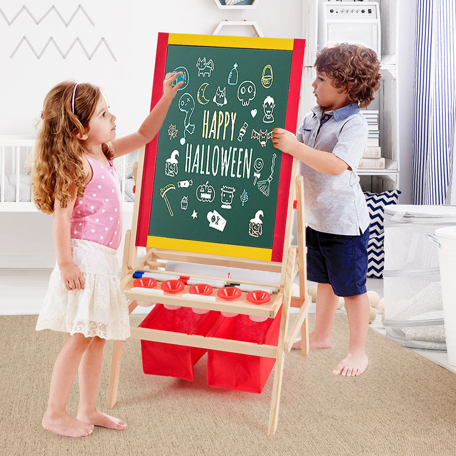 i – barnstafli Barntavla Dubbelsidig whiteboard och svarta – 3 1 52,5 x 51,5 x 106,5 cm – Natur