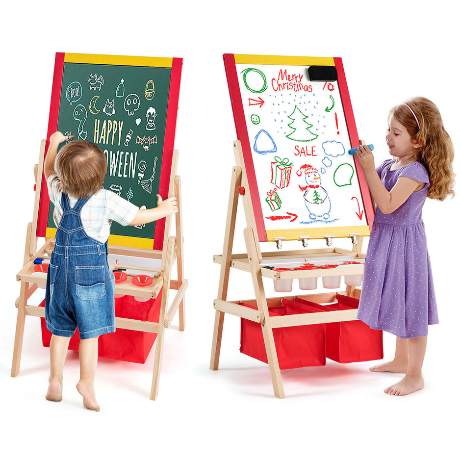 i – barnstafli Barntavla Dubbelsidig whiteboard och svarta – 3 1 52,5 x 51,5 x 106,5 cm – Natur