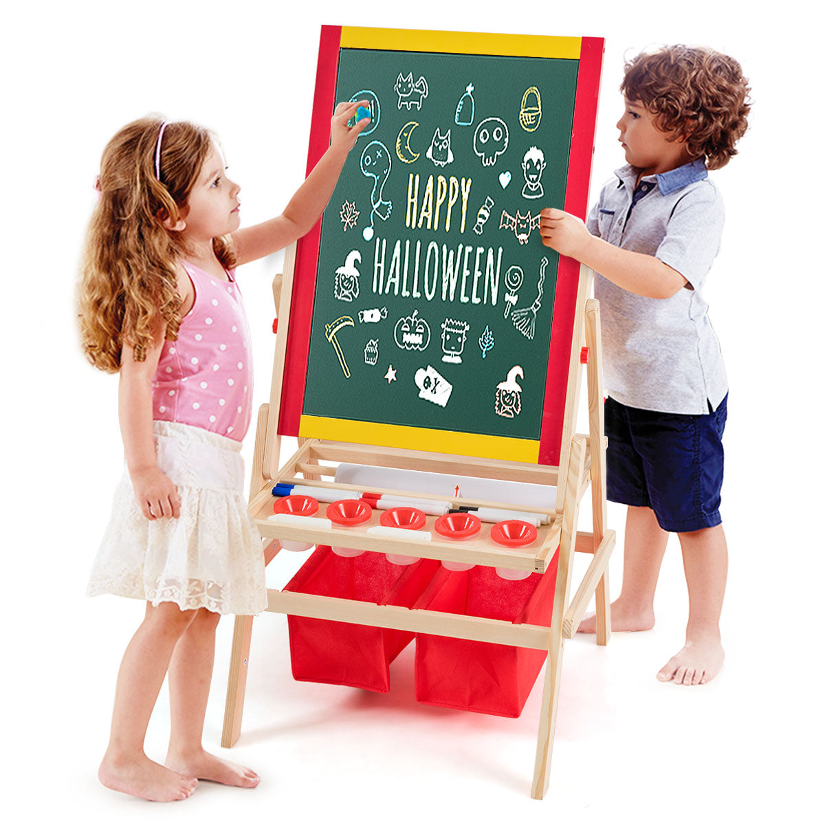 i – barnstafli Barntavla Dubbelsidig whiteboard och svarta – 3 1 52,5 x 51,5 x 106,5 cm – Natur