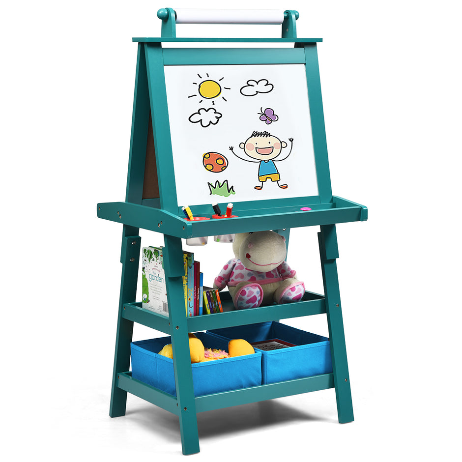 i – barnstafli Barntavla Dubbelsidig whiteboard och svarta ritpapper – 3 1 59 x 50 x 117 cm – Blå