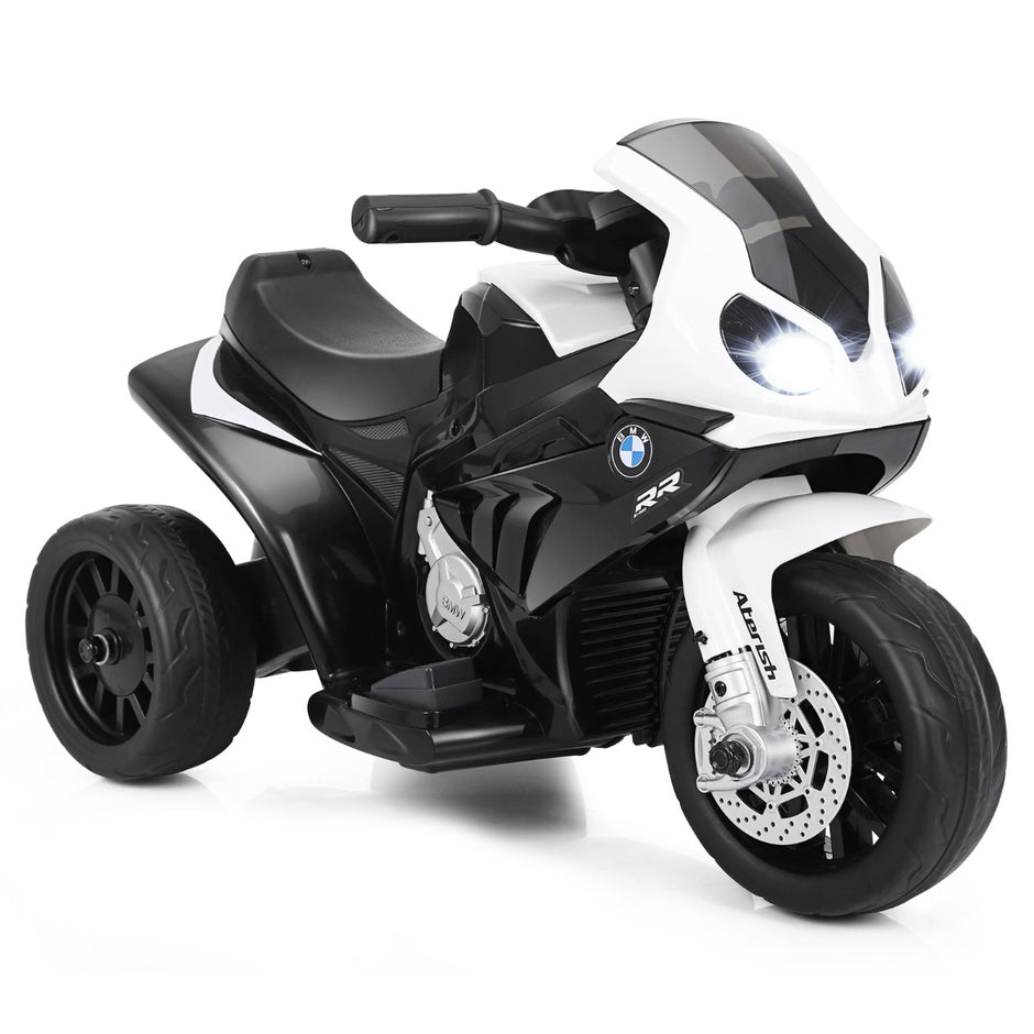 Barnmotorcykel – 6v Barnfordon med musik + – 66 x 37 x 44,5 cm – Svart och vit