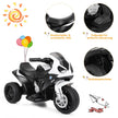 Barnmotorcykel – 6v Barnfordon med musik + – 66 x 37 x 44,5 cm – Svart och vit