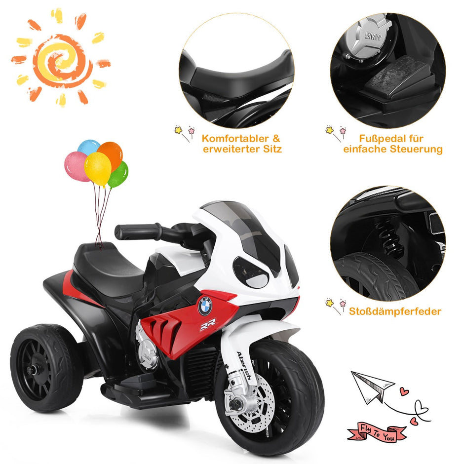 Barnmotorcykel – med träningshjul V elmotorcykel musik – 6 66 x 37 x 44,5 cm – Röd
