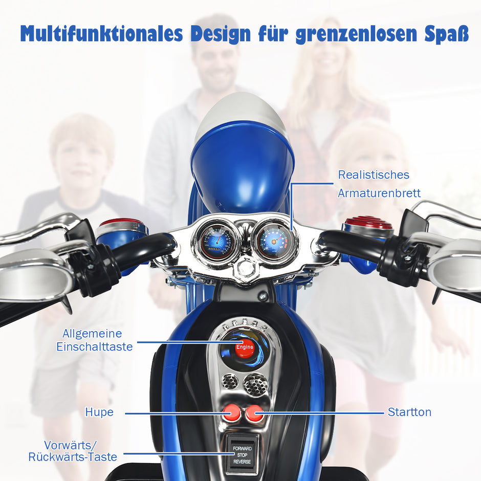 6V – elmotorcykel med justerbar strålkastare + – 91 x 48 x 64 cm – Blå