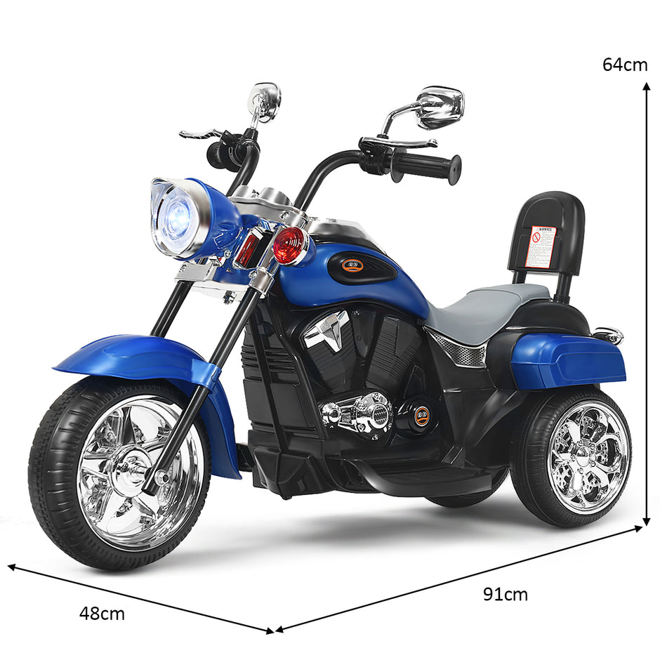 6V – elmotorcykel med justerbar strålkastare + – 91 x 48 x 64 cm – Blå