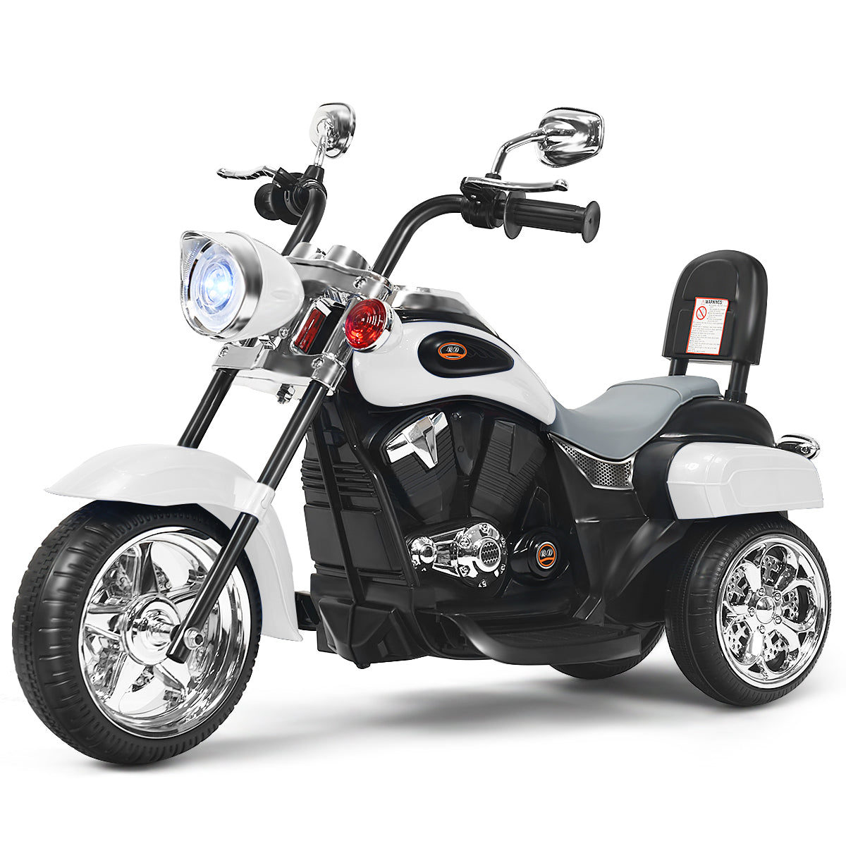 Chopper – stil motorcykel batteridriven + – 91 x 48 x 64 cm – Svart och vit