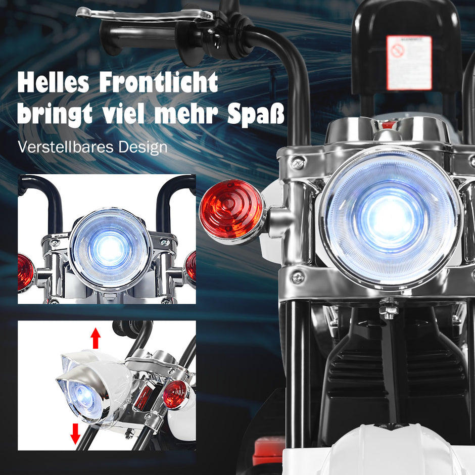 Chopper – stil motorcykel batteridriven + – 91 x 48 x 64 cm – Svart och vit