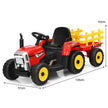 växlad – barntraktor 12V åktraktor med avtagbar släpvagn – 3 – Röd