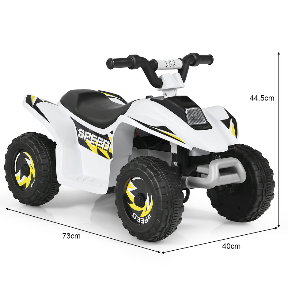 6V – batteridriven Quad Mini för småbarn – 73 x 40 x 44,5 cm – Vit