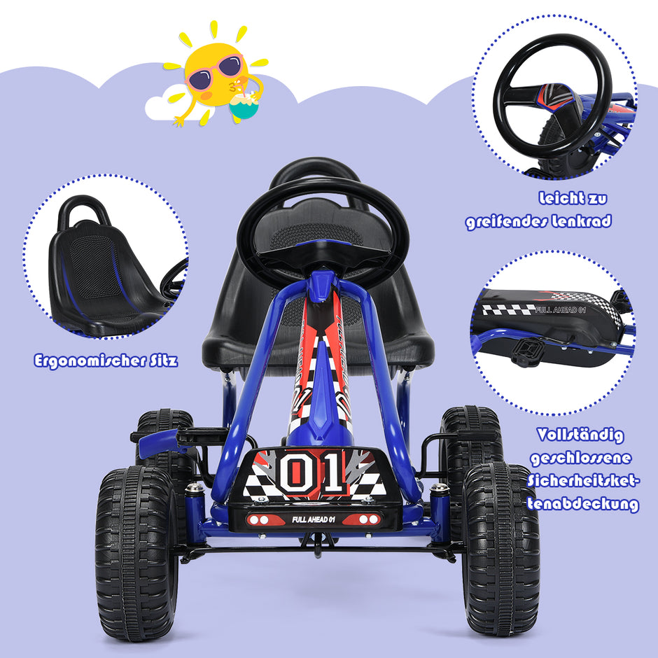 Gokart – Go Cart med handbroms pedalbil pedalfordon år – 30 kg 3-6 – Blå