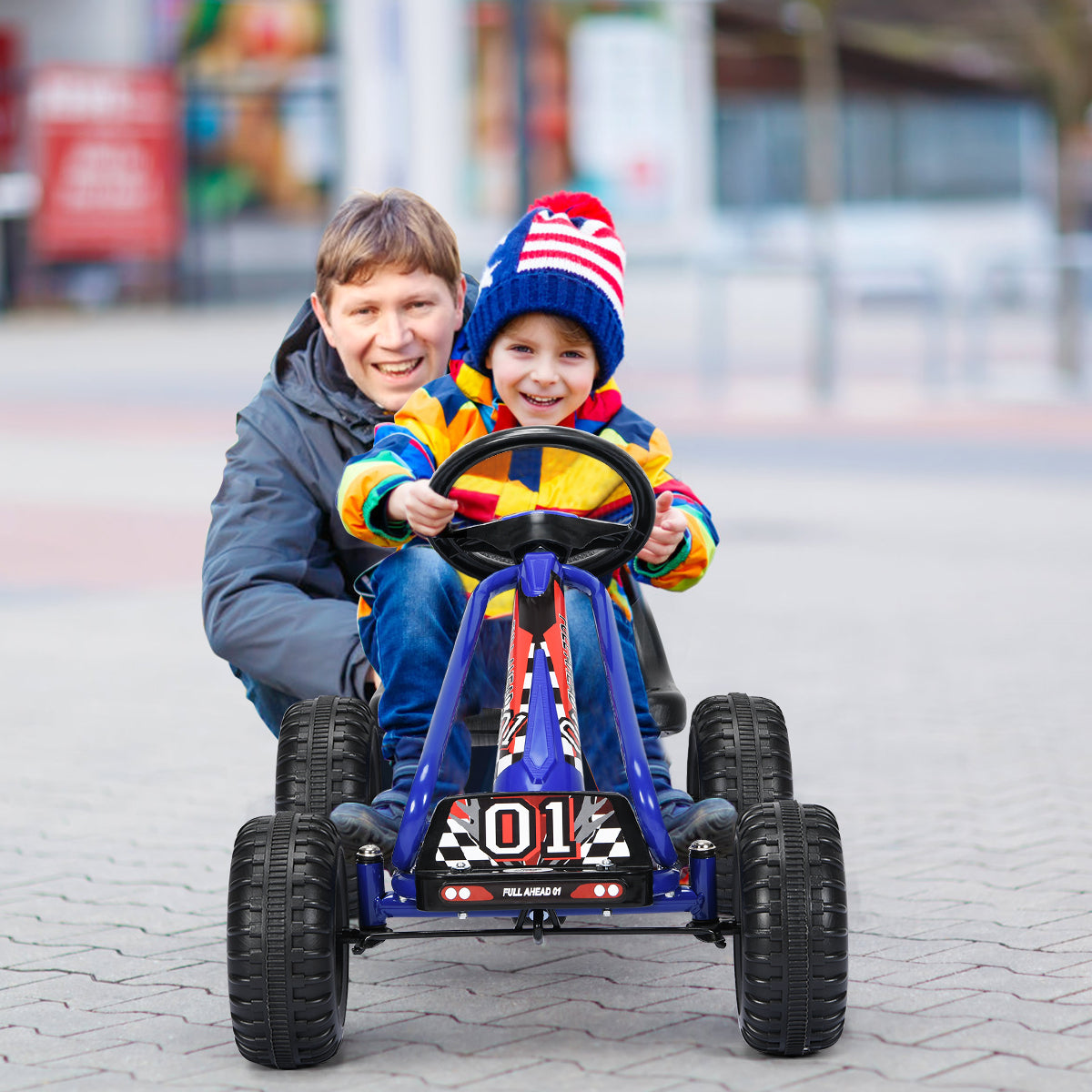 Gokart – Go Cart med handbroms pedalbil pedalfordon år – 30 kg 3-6 – Blå