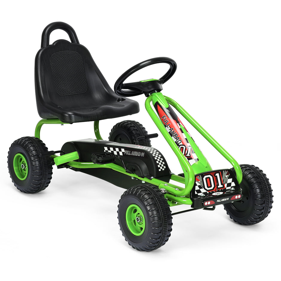 Pedal – Go Kart med justerbar sits hjul åkbil + – 4 92 x 50 x 53 cm – Grön